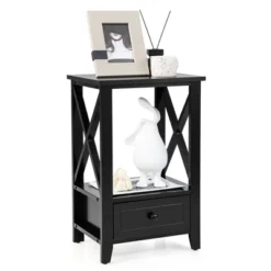 Costway Modern Nightstand With Bottom Drawer Storage Shelf Small Side End Table WhiteBlack -Furniture Store GUEST 77e6ee02 6743 40c9 b40e 4c0347facd67