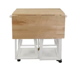 Square Hardwood Drop Leaf Table Top Breakfast Cart Natural/White - Flora Home 22 Square Hardwood Drop Leaf Table Top Breakfast Cart Natural/White - Flora Home -Furniture Store GUEST 78313308 3990 4168 bd25 e1be857d323b