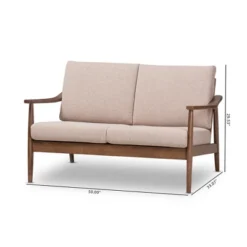 Venza Mid-Modern Walnut Wood Fabric Upholstered 2 Seater Loveseat Light Brown - Baxton Studio -Furniture Store GUEST 7835925c 9b0c 4a84 adac 23c3aeba3540