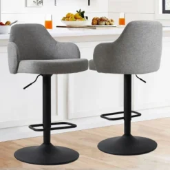 26"-34.5" Mars Armrest Upholstered 360° Swivel Counter Height Stool Combine With Black Legs (Set Of 2) -The Pop Maison -Furniture Store GUEST 7998ae87 f973 485e ba03 7d47ca799d0a