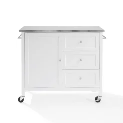 Soren Stainless Steel Top Kitchen Island/Cart Stainless Steel /White - Crosley -Furniture Store GUEST 79cfbf2c c3c2 4ea3 acb8 e01424332f83