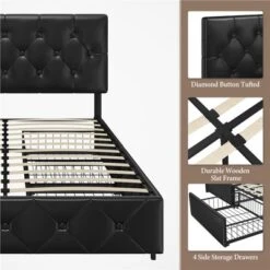 Yaheetech Full Storage Bed Frame With 4 Storage Drawers And USB Ports -Furniture Store GUEST 7a0d1ec3 9a7e 4d39 b97d 0a2cf09a0900