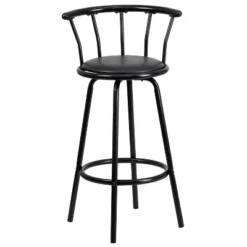Emma And Oliver Crown Back Black Metal Barstool With Black Vinyl Swivel Seat -Furniture Store GUEST 7a895972 dec3 4edb a217 6a232b615798