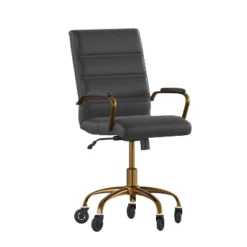 Flash Furniture Camilia Mid-Back Executive Swivel Office Chair With Arms, And Transparent Roller Wheels -Furniture Store GUEST 7aa0287b 4d8b 4bbc b029 7178bc7a48cf