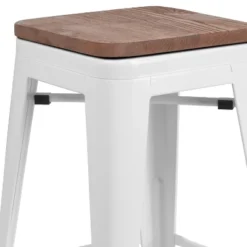 Merrick Lane Backless Metal Dining Stool With Wooden Seat For Indoor Use -Furniture Store GUEST 7b429e21 b686 47cd 96ea 6eadf8f0abf8