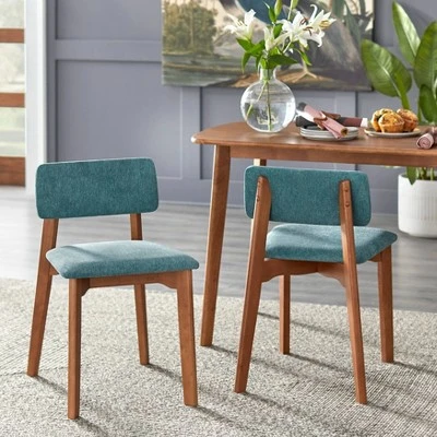 4pc Nettie Mid-Century Modern Dining Set With Bench Walnut/Teal - Buylateral 5 4pc Nettie Mid-Century Modern Dining Set With Bench Walnut/Teal - Buylateral - Image 3
