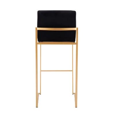 Set Of 2 Fuji High Back Stainless Steel/Velvet Barstools With Gold Legs - LumiSource 6 Set Of 2 Fuji High Back Stainless Steel/Velvet Barstools With Gold Legs - LumiSource - Image 4