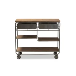 2 Drawer Grant Vintage Rustic Industrial Wood And Metal Kitchen Cart Brown/Black - Baxton Studio -Furniture Store GUEST 7be8e45b a70f 497e 995f f7c0325ad6da
