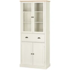 HOMCOM Freestanding Kitchen Pantry, 5-tier Storage Cabinet With Adjustable Shelves And Drawer For Living Room, Dining Room, Cream White -Furniture Store GUEST 7bec5ff9 cdeb 4885 9d08 ef7d3606ea23