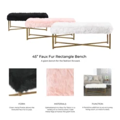 Faux Fur Rectangle Bench White - HomePop -Furniture Store GUEST 7daf0164 ce5e 4466 a2a1 b8a6b9eb7f8b