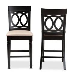 Set Of 2 Verina Upholstered Wood Counter Height Barstools Sand/Espresso - Baxton Studio -Furniture Store GUEST 7e709077 9478 4f8a 93a8 368cda607cc3