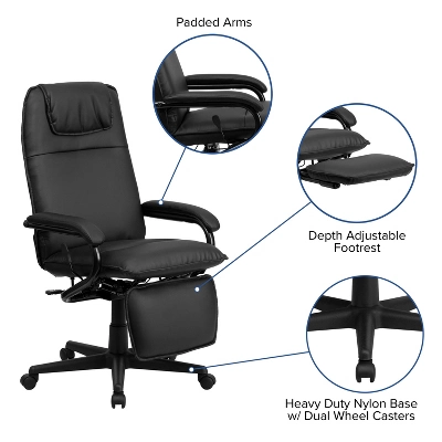 Emma And Oliver High Back Black LeatherSoft Executive Reclining Ergonomic Office Chair With Arms 6 Emma And Oliver High Back Black LeatherSoft Executive Reclining Ergonomic Office Chair With Arms - Image 4
