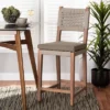 Heyna Woven Rope Mahogany Counter Height Barstool Gray/Natural - Bali & Pari