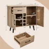 Costway 2-Door Wine Bar Cabinet Kitchen Sideboard Buffet With Drawer & Adjustable Shelves