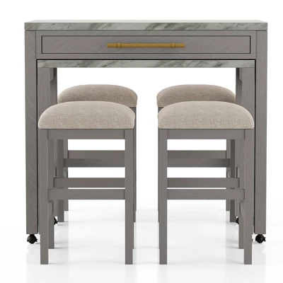 5pc Gardenside Expandable Counter Height Dining Table Set White/Light Gray/Beige - HOMES: Inside + Out 5 5pc Gardenside Expandable Counter Height Dining Table Set White/Light Gray/Beige - HOMES: Inside + Out - Image 3