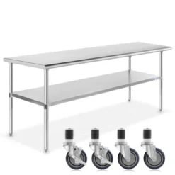 GRIDMANN Stainless Steel Table With 4 Casters (Wheels), NSF Commercial Kitchen Work & Prep Table -Furniture Store GUEST 7fab69f5 f381 4a9c b5ae c42a3f25fbf2
