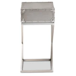 1 Drawer William Silver Metal Nightstand Silver/Black - Baxton Studio -Furniture Store GUEST 7fe5736e 9379 45ae 8a1e 4cec91d017ac