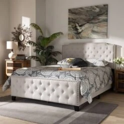 Marion Fabric Upholstered Button Tufted Panel Bed - Baxton Studio -Furniture Store GUEST 80603173 fae8 4b3e bb63 646383e71973