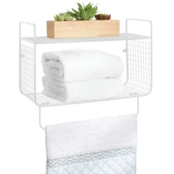 MDesign 2 Tier Storage Organizer Bath Shelf With Towel Bar, Wall Mount -Furniture Store GUEST 80a7be70 9430 4a1d bf45 52dbf610b9ea