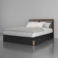 Sequoia 3 Drawer Storage Bed With Headboard Walnut/Black - Nexera -Furniture Store GUEST 80d87b10 55a4 4c00 8f1f ed8ada6f8f7d