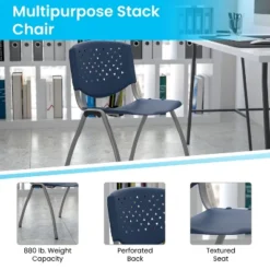 Emma And Oliver Home And Office Navy Plastic Stack Chair With Perforated Back - Guest Chair -Furniture Store GUEST 810cd6be 0fa3 4aaf 8d93 f59c71a1ff4c