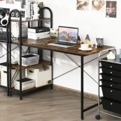 Costway 48'' Reversible Computer Desk Writing Table Workstation W/ Storage Shelf BlackBrown 17 Costway 48'' Reversible Computer Desk Writing Table Workstation W/ Storage Shelf BlackBrown -Furniture Store GUEST 82723226 22b0 4c80 ad9e bfe14da902e1