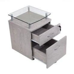 Rolling File Cabinet With Glass Top Gray - Techni Mobili -Furniture Store GUEST 83202a2a b260 4149 861d a124f902cd88