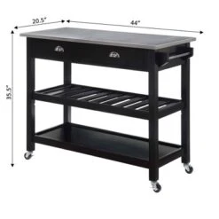 American Heritage 3 Tier Stainless Steel Kitchen Cart With Drawers - Breighton Home -Furniture Store GUEST 8413486d c288 4d09 9048 f3fcdb39e801