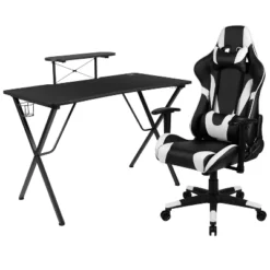 BlackArc Delta Gaming Setup: Reclining Chair With Lumbar Support & Headrest; Desk With Detachable Headphone Hook/Cupholder & Monitor Stand -Furniture Store GUEST 8578a611 c0fc 4078 b2cd 069f26ff35cf