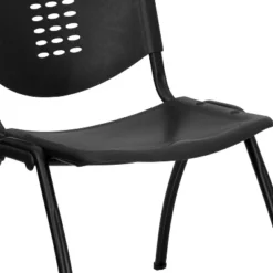 Emma And Oliver Black Plastic Office Side Stack Chair With Oval Cutout Back -Furniture Store GUEST 85898899 83d6 4185 8034 164192933864