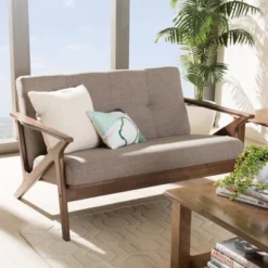 Bianca Mid-Modern Walnut Wood Fabric Tufted 2 Seater Loveseat Light Gray - Baxton Studio 16 Bianca Mid-Modern Walnut Wood Fabric Tufted 2 Seater Loveseat Light Gray - Baxton Studio -Furniture Store GUEST 85cd4c2e bd8f 4f11 b810 d8be563f27ac