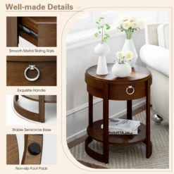 Costway Side End Table With Drawer Storage Shelf Classic Accents Nightstand Walnut Elliptical 17 Costway Side End Table With Drawer Storage Shelf Classic Accents Nightstand Walnut Elliptical -Furniture Store GUEST 85d13506 312e 4588 add1 08221794a66b