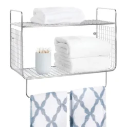 MDesign 2 Tier Storage Organizer Bath Shelf With Towel Bar, Wall Mount -Furniture Store GUEST 85dc00be 716a 4287 ae57 a15f0f17dd4b