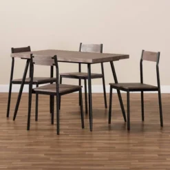 5pc Dining Set Metal And Mave Wood Walnut/Black - Baxton Studio -Furniture Store GUEST 85f812b9 1c33 466d af2b f6c3baf15f46