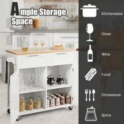 Costway Rolling Kitchen Cart Island Heavy Duty Storage Trolley Cabinet Utility White -Furniture Store GUEST 86143d88 0177 4401 a3b5 bdced3ed682f