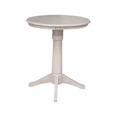 Solid Wood Round Pedestal Dining Table Weathered Gray - International Concepts 3 Solid Wood Round Pedestal Dining Table Weathered Gray - International Concepts