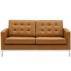 Loft Tufted Upholstered Faux Leather Loveseat Silver/Tan - Modway -Furniture Store GUEST 8710c507 681e 42f6 a4d0 726249f129bd