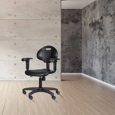 16"-21" Adjustable Height Polyurethane Task Office Chair With Arms Black- Hampden Furnishings 20 16"-21" Adjustable Height Polyurethane Task Office Chair With Arms Black- Hampden Furnishings - Image 18