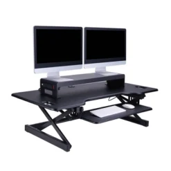 Double Articulated Dual Monitor Desk Mount With Power Black - Rocelco