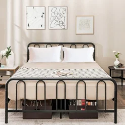 Costway Stylish Queen Size Metal Bed Frame Platform Bed Base W/ Headboard & Footboard 13 Costway Stylish Queen Size Metal Bed Frame Platform Bed Base W/ Headboard & Footboard -Furniture Store GUEST 8757f6ce 0ca4 46b9 86f3 eee31888e18e