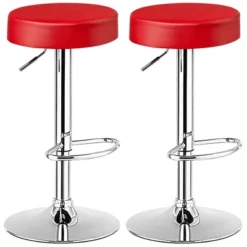 Costway Set Of 2 Round Bar Stool Adjustable Swivel Pub Chair W/ Footrest WhiteRedBlack -Furniture Store GUEST 87827a3b 20cf 4943 abcd 14bca8aa6d21