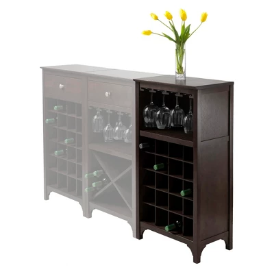 20 Bottles Glass Holder Wine Cabinet Wood/Coffee - Winsome 5 20 Bottles Glass Holder Wine Cabinet Wood/Coffee - Winsome - Image 3
