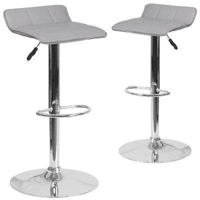 Emma And Oliver 2 Pack Contemporary Vinyl Adjustable Height Barstool With Quilted Wave Seat And Chrome Base 17 Emma And Oliver 2 Pack Contemporary Vinyl Adjustable Height Barstool With Quilted Wave Seat And Chrome Base - Image 15