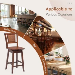 Costway Set Of 2/4 Swivel Bar Stools Counter Height Rubber Wood Pub Chairs W/ Rattan Back 18 Costway Set Of 2/4 Swivel Bar Stools Counter Height Rubber Wood Pub Chairs W/ Rattan Back -Furniture Store GUEST 8924aadc fdb2 4fca b7f1 ebe8ed1ddf51