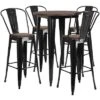 Emma And Oliver 30" Round Metal/Wood Bar Table Set - 4 Stools -Furniture Store GUEST 8c4ed679 319c 4de6 b1c5 a7d8a1fd6890