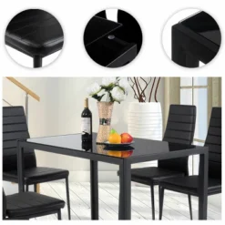 Costway 7 PCS Kitchen Dining Table Set Breakfast Furniture W/ Glass Top Padded Chair -Furniture Store GUEST 8df94442 4b9c 450b 9837 39bc4d68ae6d