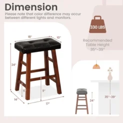 Costway Set Of 2 Upholstered Barstools 24''/29'' Backless Rubberwood Dining Chairs Black&Brown 13 Costway Set Of 2 Upholstered Barstools 24''/29'' Backless Rubberwood Dining Chairs Black&Brown -Furniture Store GUEST 8e3bd29f 4efa 432f 9f4e 159128836786