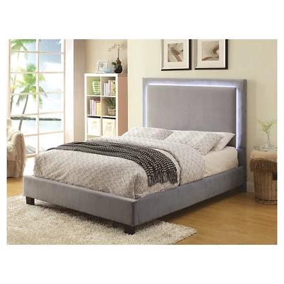 Shanelle Modern Fabric Platform Bed With Led Trim - MiBasics 3 Shanelle Modern Fabric Platform Bed With Led Trim - MiBasics