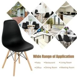 Costway Set Of 4 Modern Dining Side Chair Armless Home Office W/ Wood Legs White/Black/Blue -Furniture Store GUEST 9007f9e0 5a0b 4e44 a872 0e06b979e9bb