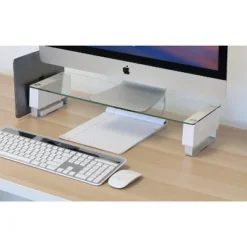 Mount-It! Tempered Glass & Aluminum Computer Monitor Stand With Brushed Aluminum Legs | 66 Lbs. Weight Capacity -Furniture Store GUEST 9058605d e9a4 49ec 9889 3c6dbacddd12